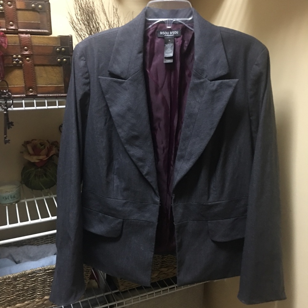 ‼️Sold‼️Bisou Bisou Grey Blazer with Silver Threading - Picture 7 of 8